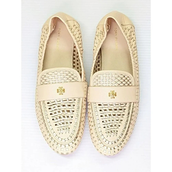 Tory Burch Women's Woven Ballet Loafers Brie Spark Gold Size 7 (MSRP $378) - Picture 5 of 11